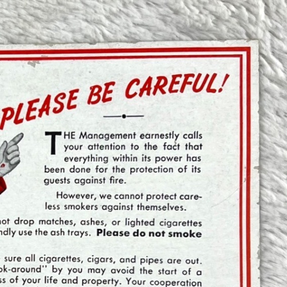 1940s Philip Morris Vintage Advertising 6" Card Hotel Fire Safety Cigarette - Picture 7 of 11